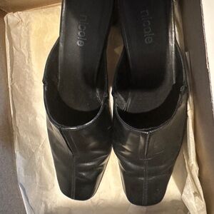 Nicole Black Leather Mules for Women